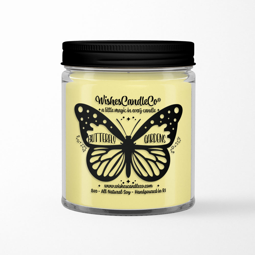 Butterfly Gardens 8oz Candle With FREE Hidden Pin Inside Wishes Candle Co